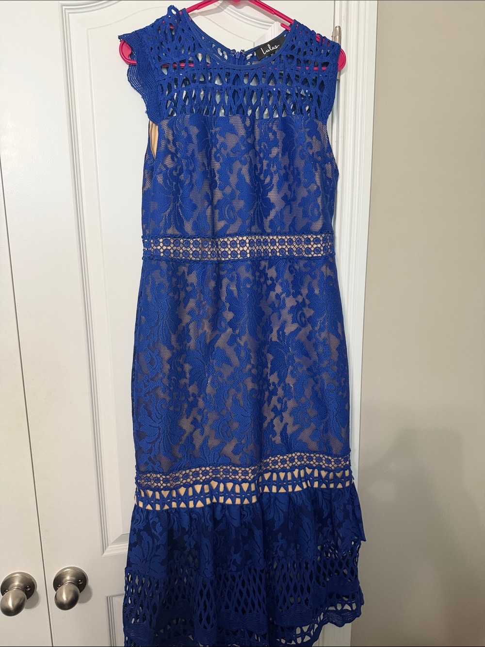Lulu's Royal Blue Lace Midi Dress